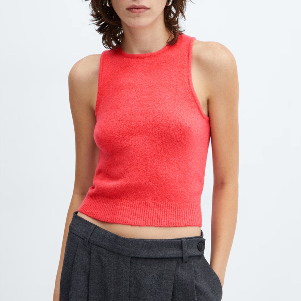 NWOT - Mango Knit strap tank top - coral red